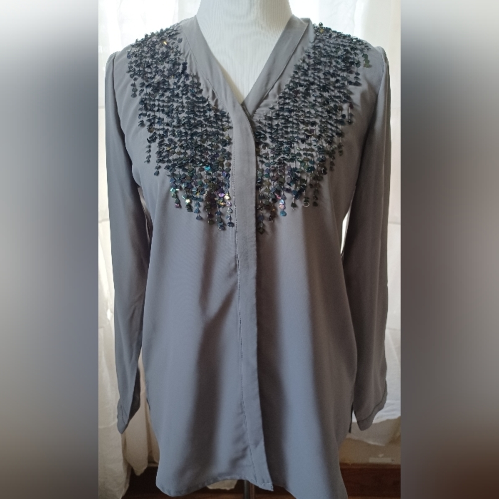 Chico's Sequin Blouse Top XS Button-Up